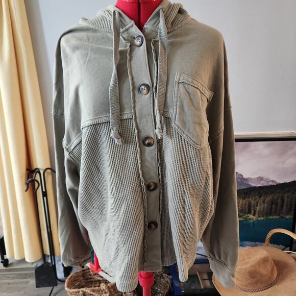 Sage Green Waffle-Knit Shacket | Cozy Velaris | Size XS - Picture 1 of 1